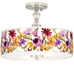 Giclee Gallery Bountiful Blooms 16&quot; Wide Semi-Flush Ceiling Light