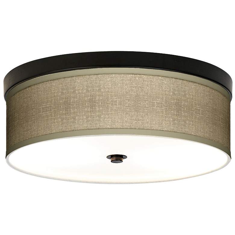Image 1 Giclee Gallery Burlap Print 14" Wide Bronze LED Ceiling Light