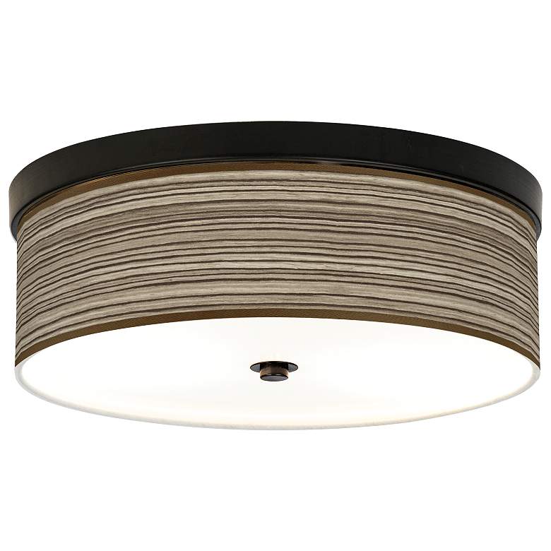 Image 1 Giclee Gallery Cedar Zebrawood 14" Wide Bronze LED Ceiling Light