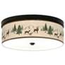 Giclee Gallery Deer Lodge Pattern 14" Wide Bronze LED Ceiling Light
