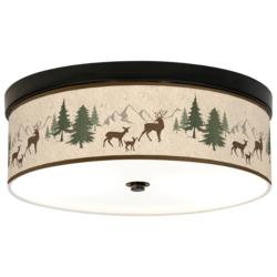 Giclee Gallery Deer Lodge Pattern 14" Wide Bronze LED Ceiling Light