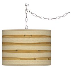 Giclee Gallery Faux Bamboo Wrap 13 1/2&quot; Wide Plug-In Swag Pendant