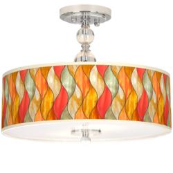 Giclee Gallery Flame Mosaic 16&quot; Wide Semi-Flush Ceiling Light
