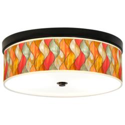 Giclee Gallery Flame Mosaic Pattern 14" Bronze LED Ceiling Light