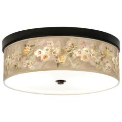 Giclee Gallery Floral Spray Shade 14" Wide Bronze LED Ceiling Light