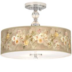 Giclee Gallery Floral Spray Shade 16&quot; Wide Semi-Flush Ceiling Light