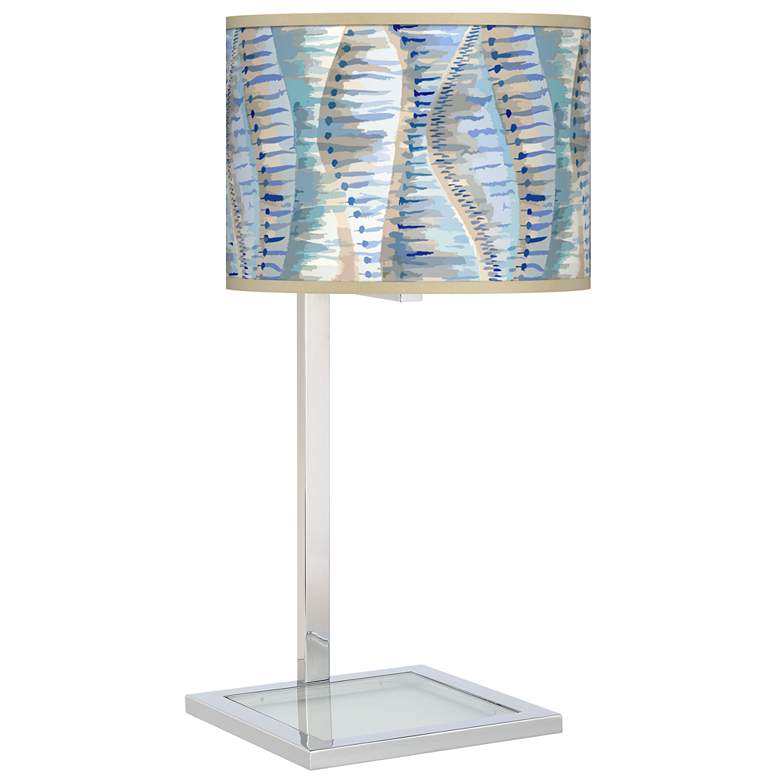 Image 1 Giclee Gallery Glass Inset 28" Blue Siren Shade Table Lamp