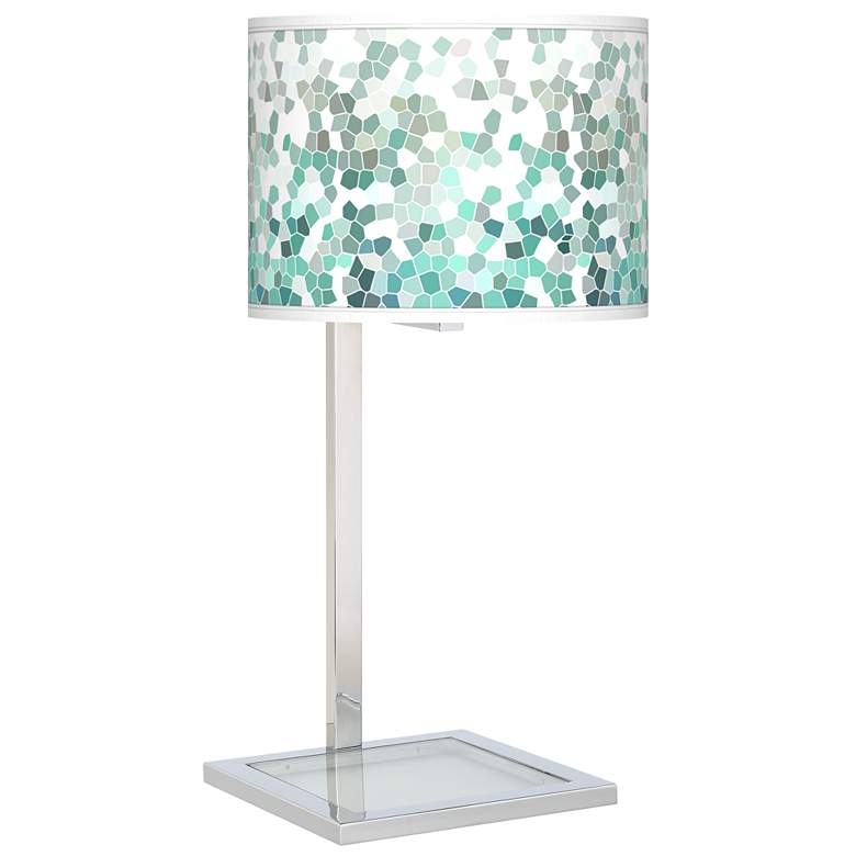 Image 1 Giclee Gallery Glass Inset 28" High Aqua Mosaic Shade Table Lamp