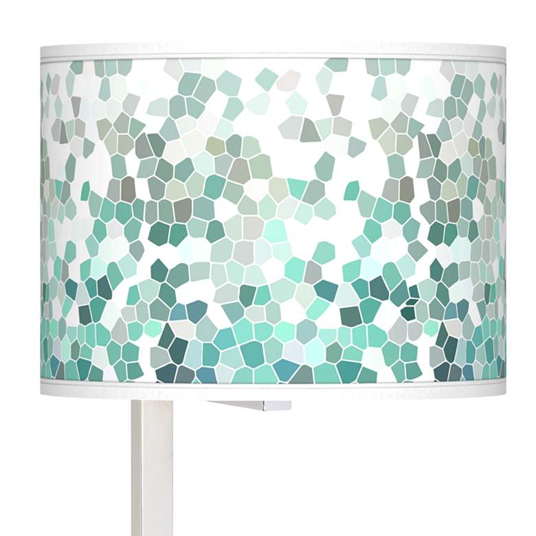 Image 2 Giclee Gallery Glass Inset 28" High Aqua Mosaic Shade Table Lamp more views