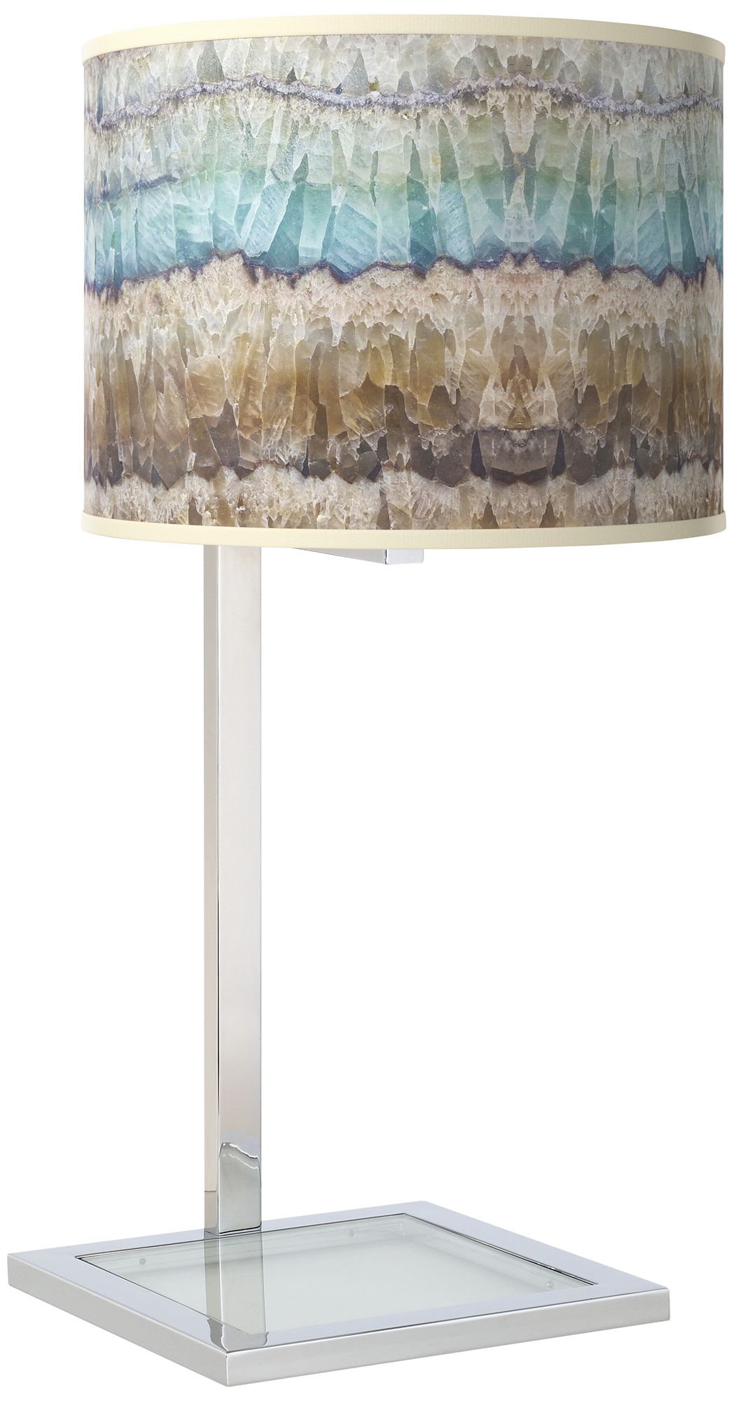 Image Giclee Gallery Glass Inset 28" Marble Jewel Shade Modern Table Lamp