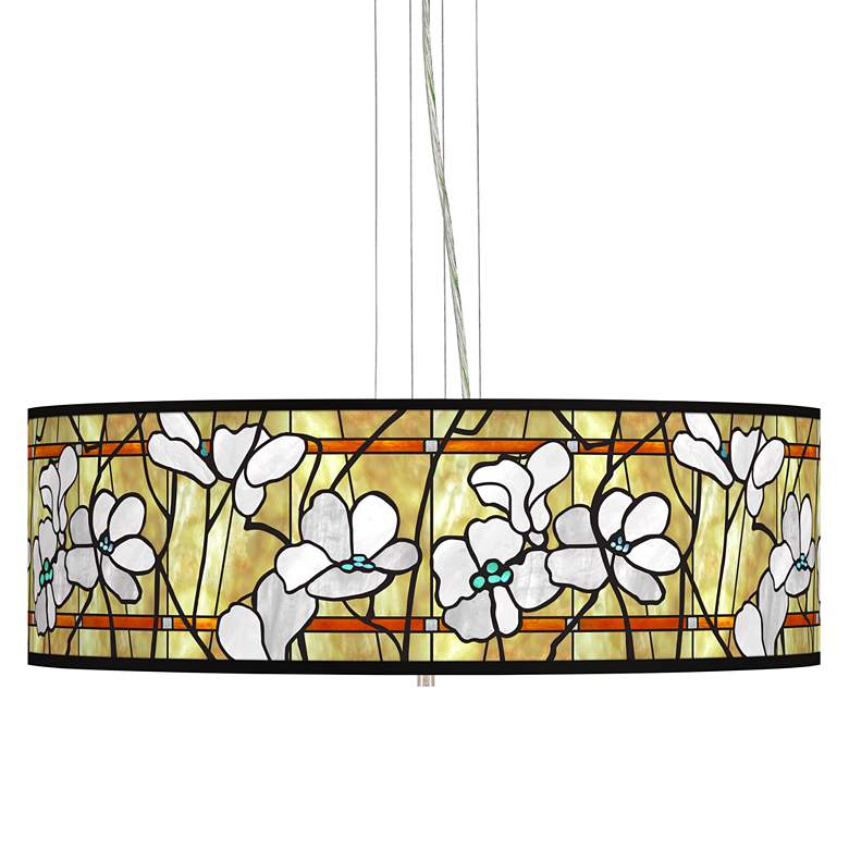 Image 1 Giclee Gallery Magnolia Mosaic 24 inch Wide 4-Light Pendant Chandelier