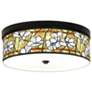 Giclee Gallery Magnolia Mosaic Print 14" Wide Bronze LED Ceiling Light