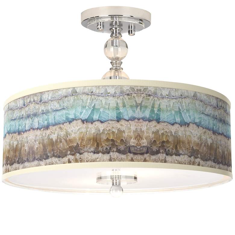Image 1 Giclee Gallery Marble Jewel 16" Wide Semi-Flush Ceiling Light