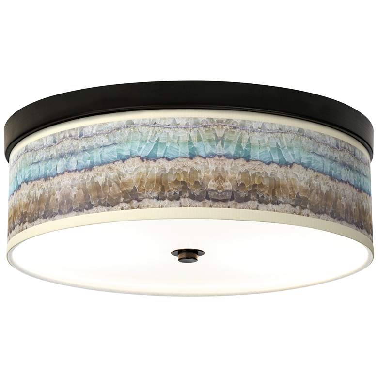 Image 1 Giclee Gallery Marble Jewel Pattern 14" Wide Bronze LED Ceiling Light