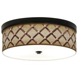 Giclee Gallery Metal Weave Pattern 14" Wide Bronze LED Ceiling Light