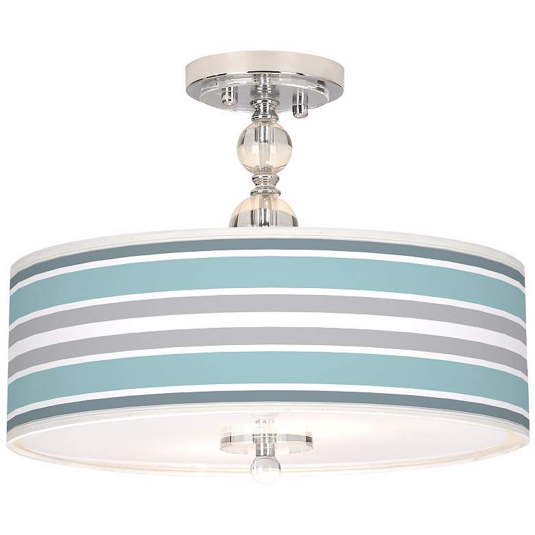 Image 1 Giclee Gallery Multi Color Stripes 16" Wide Semi-Flush Ceiling Light