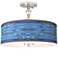 Giclee Gallery Oceanside Blue Shade 16" Wide Semi-Flush Ceiling Light