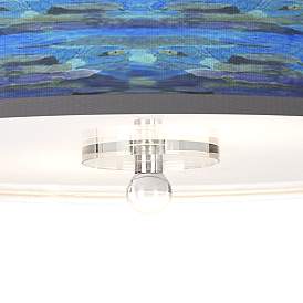 Image3 of Giclee Gallery Oceanside Blue Shade 16" Wide Semi-Flush Ceiling Light more views