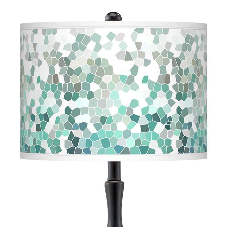Image 2 Giclee Gallery Paley 29" Aqua Mosaic Shade with Black Table Lamp more views
