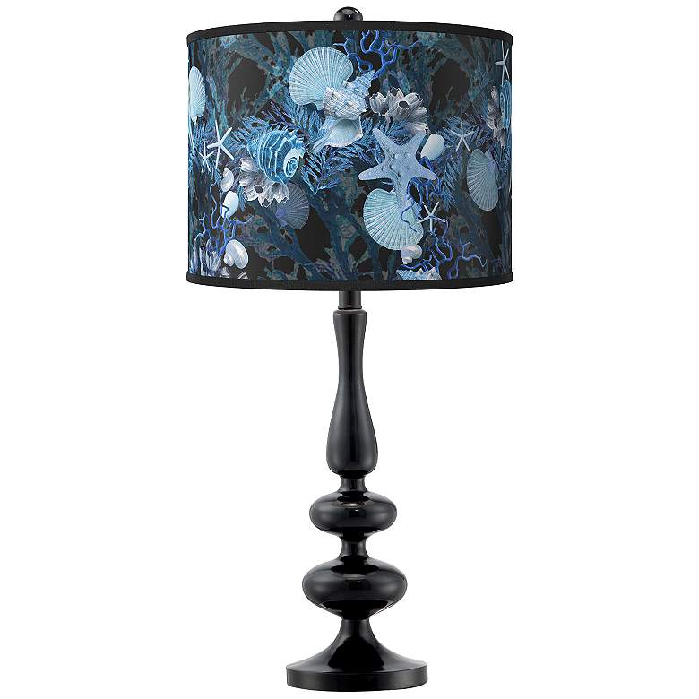 Image 1 Giclee Gallery Paley 29" Blue Seas Shade Black Table Lamp