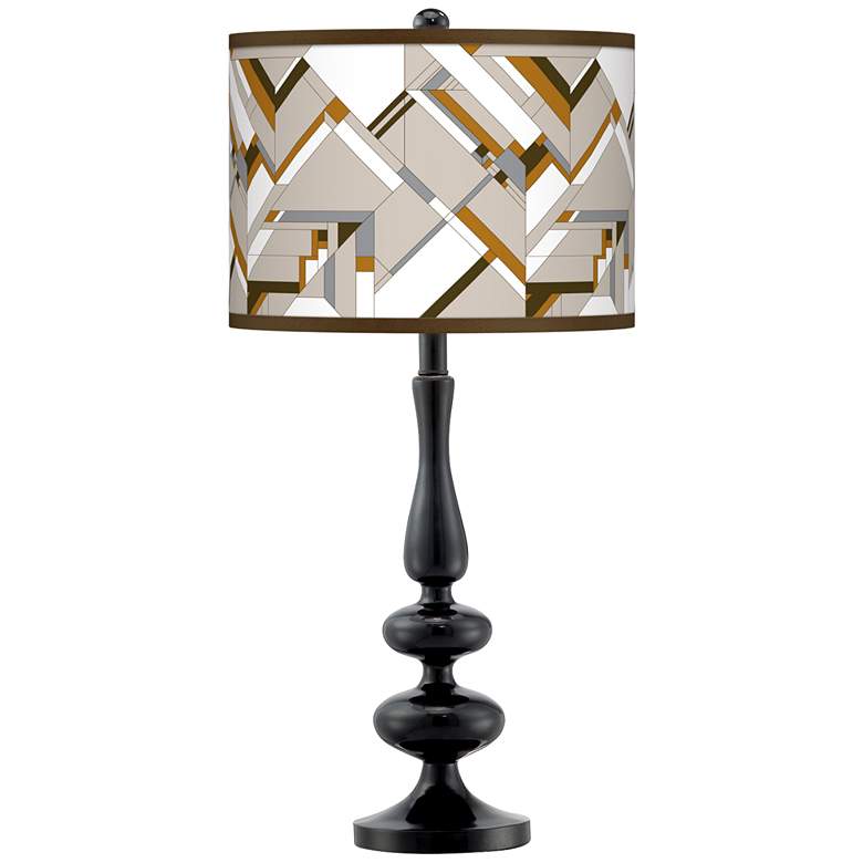 Image 1 Giclee Gallery Paley 29" High Craftsman Mosaic Shade Black Table Lamp