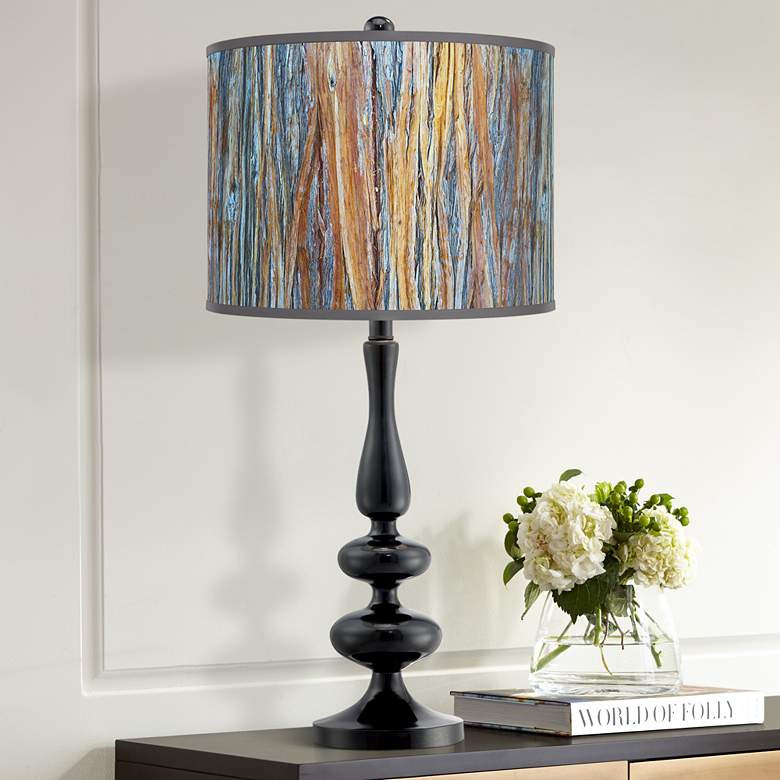 Image 1 Giclee Gallery Paley 29" High Striking Bark Shade Black Table Lamp