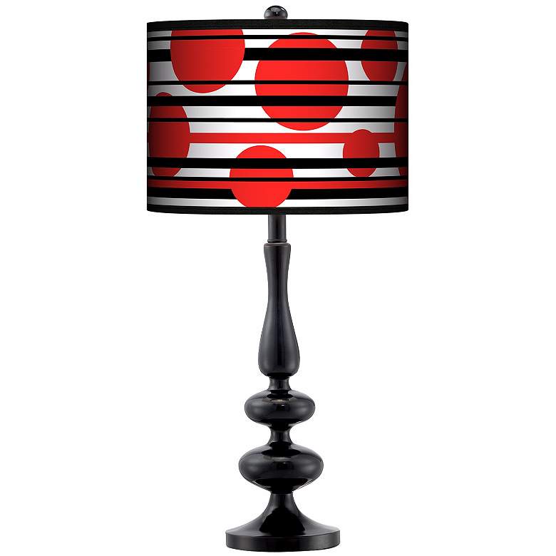 Image 1 Giclee Gallery Paley 29" Red Balls Shade Modern Black Table Lamp