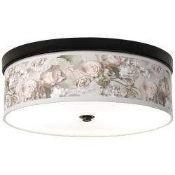 Giclee Gallery Rosy Blossoms Pattern 14" Wide Bronze LED Ceiling Light