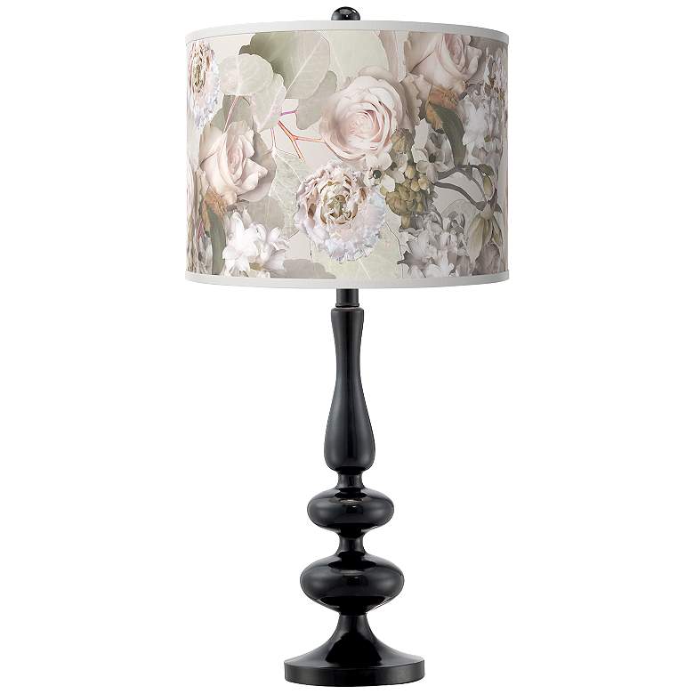 Image 1 Giclee Gallery Rosy Blossoms Shade 29" High Paley Black Table Lamp