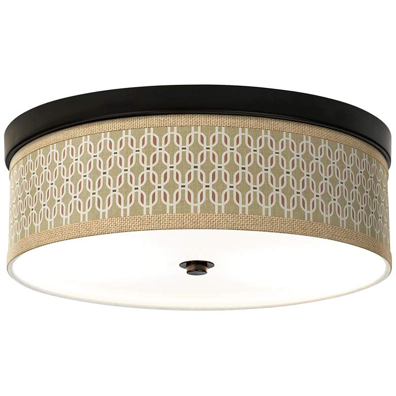 Image 1 Giclee Gallery Rustic Mod Pattern 14" Wide Bronze LED Ceiling Light