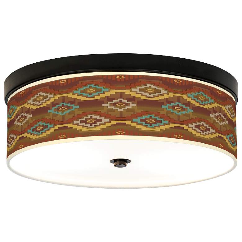 Image 1 Giclee Gallery Southwest Sienna 14" Wide Bronze LED Ceiling Light