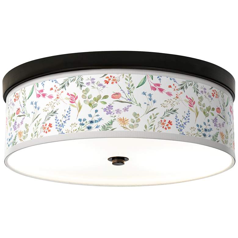 Image 1 Giclee Gallery Spring's Joy Pattern 14" Bronze LED Ceiling Light