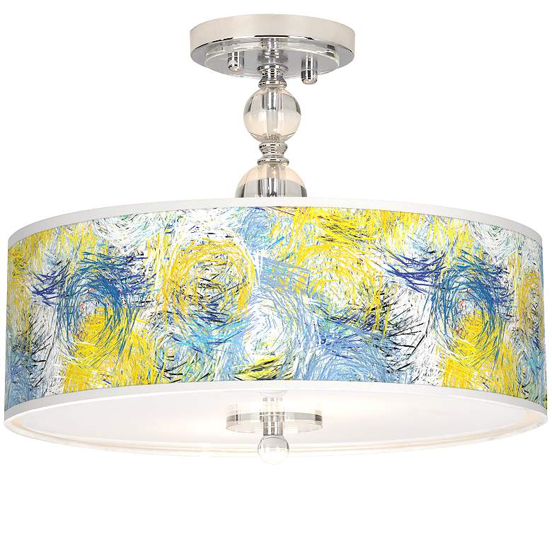 Image 1 Giclee Gallery Starry Dawn Shade 16" Wide Semi-Flush Ceiling Light