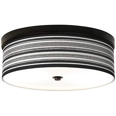 Giclee Gallery Stripes Noir Pattern 14" Wide Bronze LED Ceiling Light
