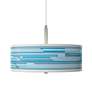 Giclee Gallery Urban Stripes 16" Giclee Shade Blue Pendant Chandelier