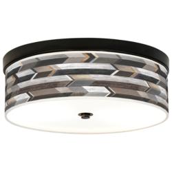Giclee Gallery Woodwork Arrows Pattern 14" Bronze LED Ceiling Light