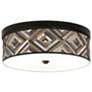 Giclee Gallery Woodwork Diamonds Pattern 14" Bronze LED Ceiling Light