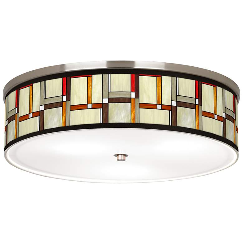 Image 1 Giclee Galley Modern Squares Shade 20 1/4" Wide Drum Ceiling Light