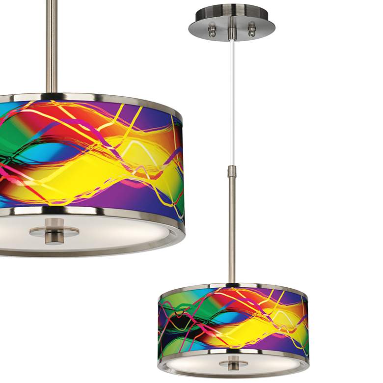 Image 1 Giclee Glow 10 1/4" Colors In Motion CFL Modern Drum Mini Pendant