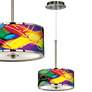 Thumbnail1 of Giclee Glow 10 1/4" Colors In Motion CFL Modern Drum Mini Pendant