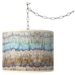 Giclee Glow 13 1/2" Marble Jewel Pattern Shade Plug-In Swag Pendant