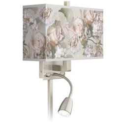 Giclee Glow 13 1/2&quot; Rosy Blossoms LED Reading Light Plug-In Sconce