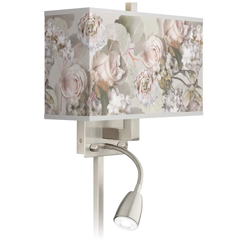 Image 1 Giclee Glow 13 1/2" Rosy Blossoms LED Reading Light Plug-In Sconce
