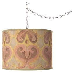 Giclee Glow 13 1/2&quot; Wide Aurelia Pattern Shade Plug-In Swag Pendant