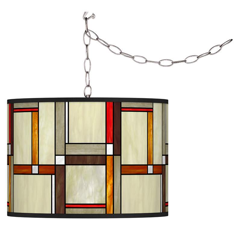 Image 1 Giclee Glow 13 1/2" Wide Modern Squares Plug-In Swag Chandelier