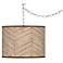 Giclee Glow 13 1/2" Wide Rustic Woodwork Shade Plug-In Swag Pendant