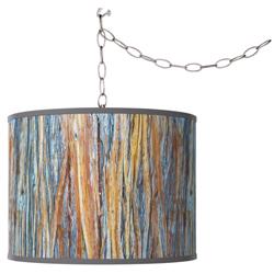 Giclee Glow 13 1/2&quot; Wide Striking Bark Shade Plug-In Swag Pendant
