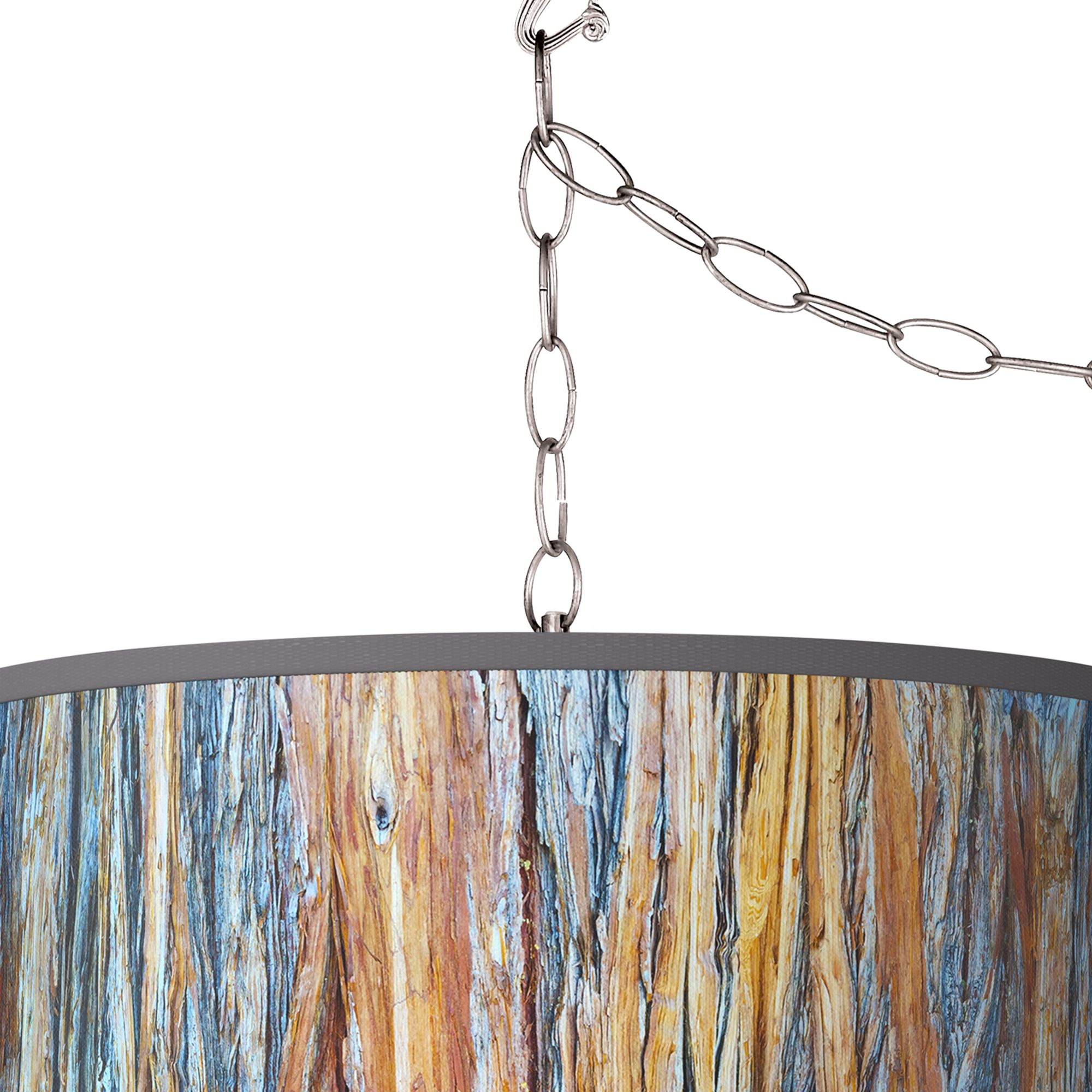Image 2 Giclee Glow 13 1/2" Wide Striking Bark Shade Plug-In Swag Pendant more views