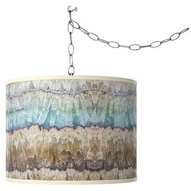 Giclee Glow 13 1/2" Marble Jewel Pattern Shade Plug-In Swag Pendant