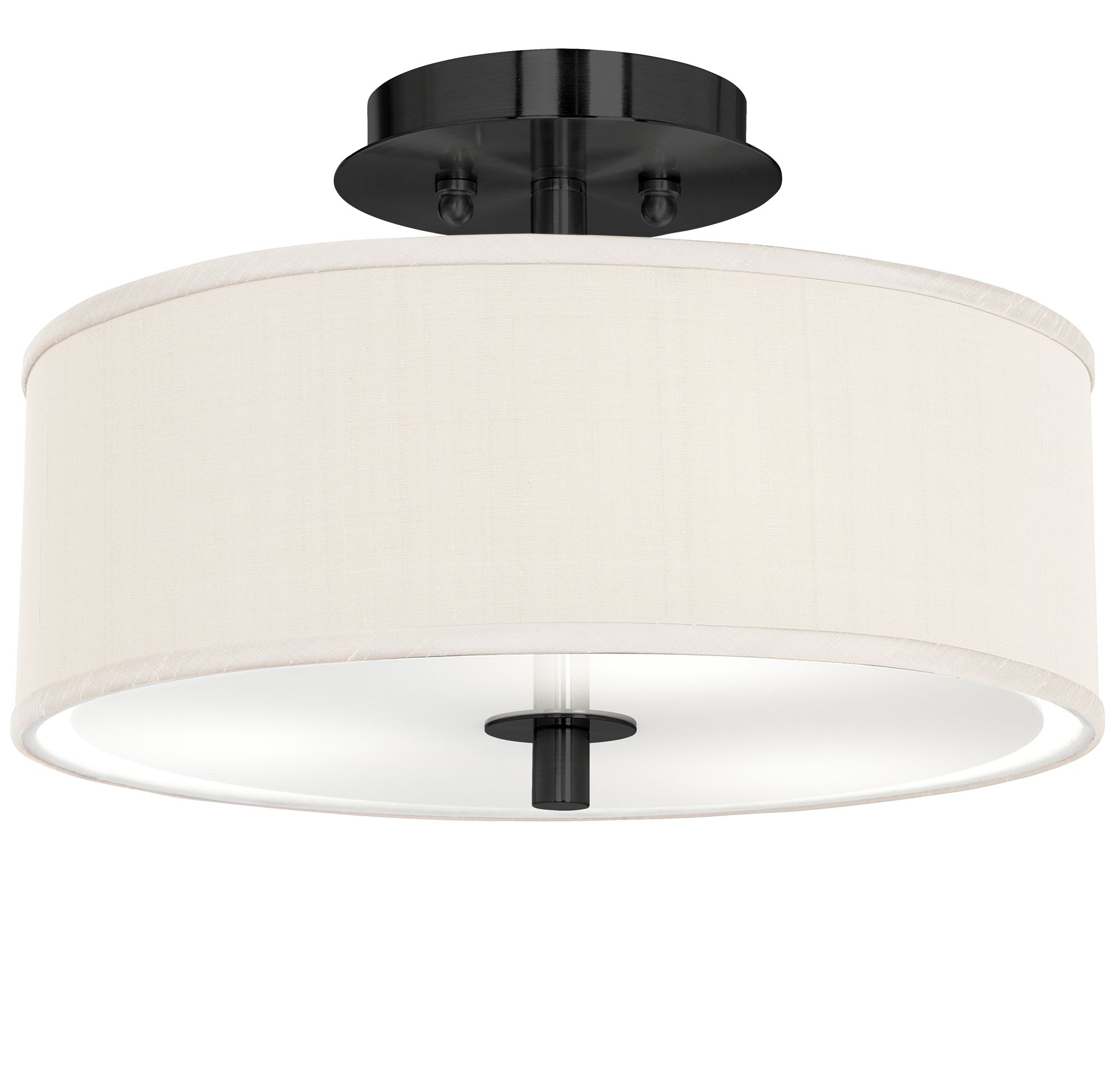 Image Giclee Glow 14" Cream Faux Silk Black Finish CFL Ceiling Light